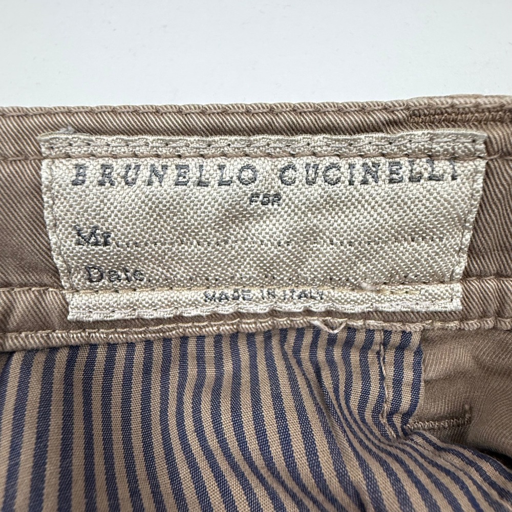 Brunello Cucinelli Mens Tan Brown Cotton Stretch Chino Shorts Size 38, EU 54 - Picture 4 of 9
